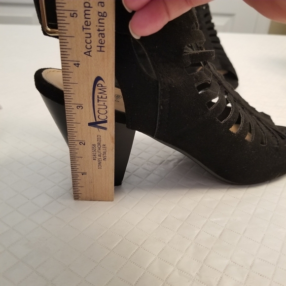 Rue 21 Etc Black Cut Out Slingback Peep Toe Chunky Platform Heels Size 9 Kayla - Picture 4 of 8